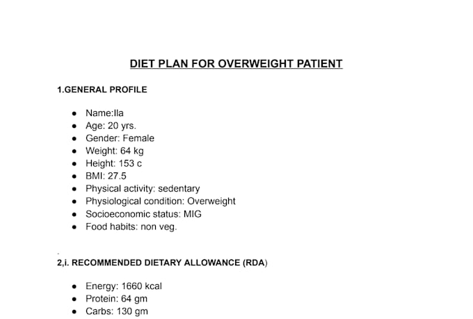 create custom meal plans for weight gain or weight loss etc